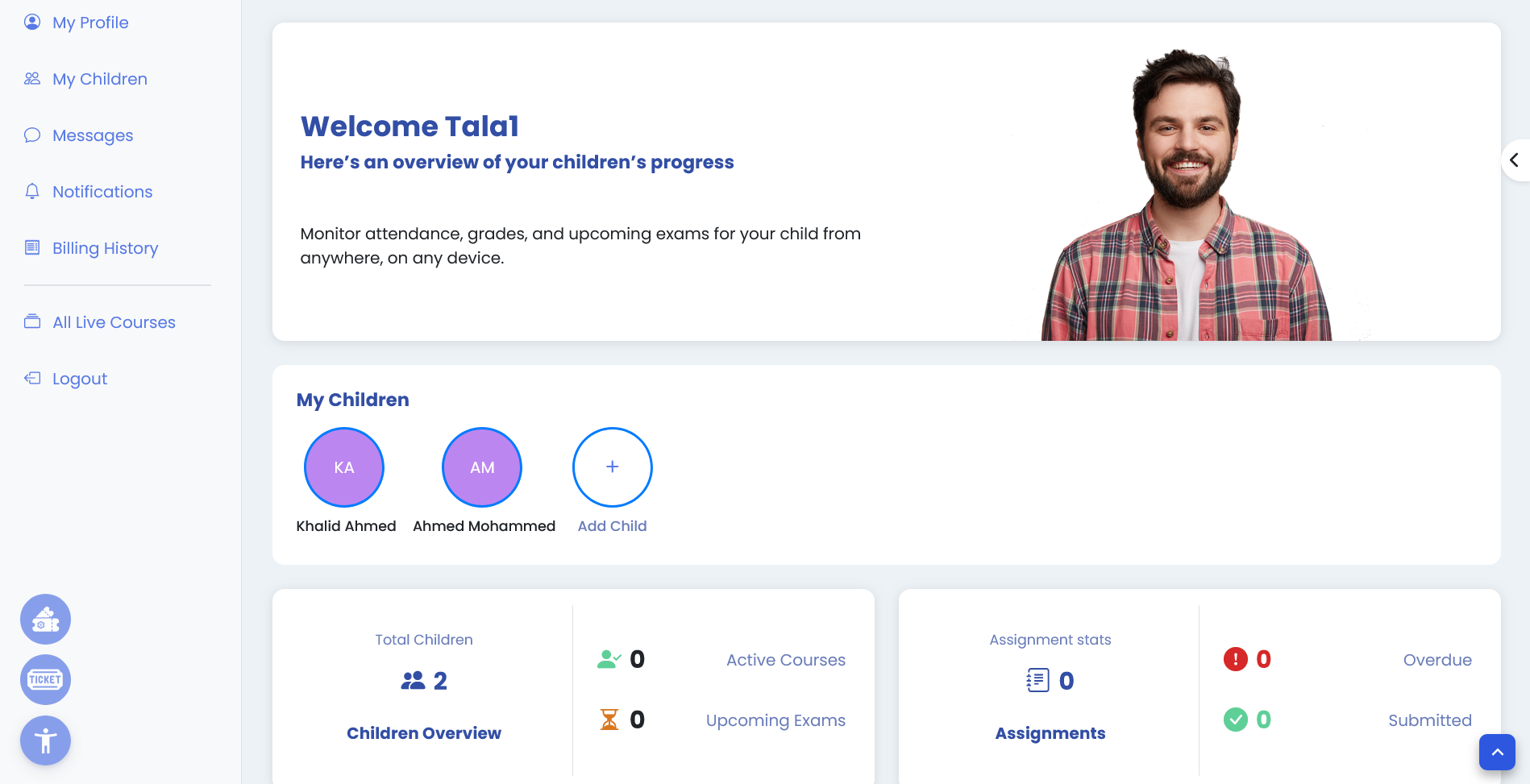 Parent dashboard preview